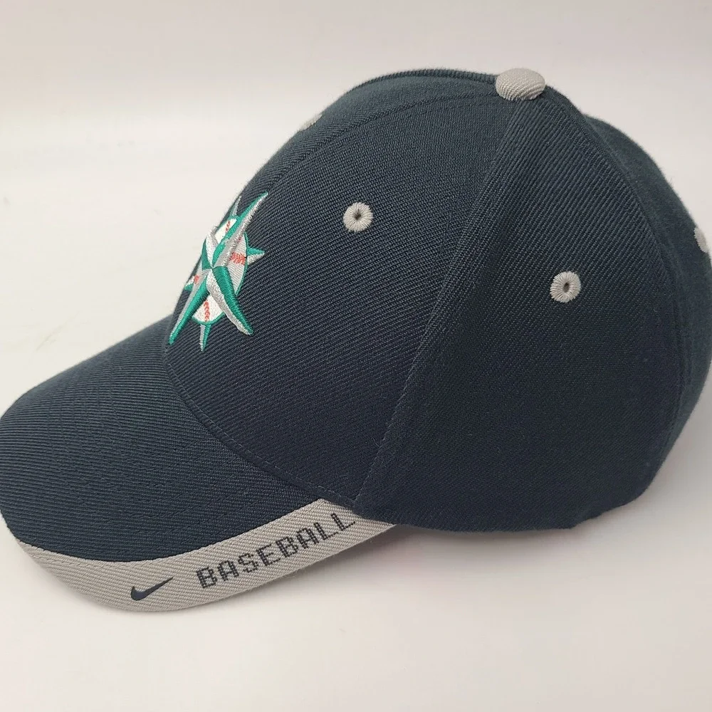 Seattle Mariners Hat Nike Adjustable Blue Wool Blend Compass Logo Men MLB Casual
